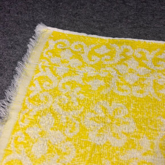 Vintage‎ 60s 70s Floral Hand Towel Sunny Yellow White Cotton - Picture 5 of 11